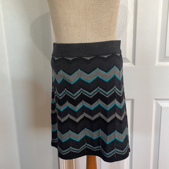 Krimson Klover sweater skirt knit merino wool chevron black gray turquoise S - Picture 5 of 8